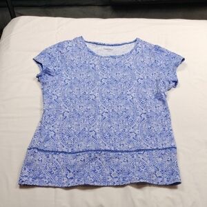 Lands End Blue Paisley Women's Top Size Medium